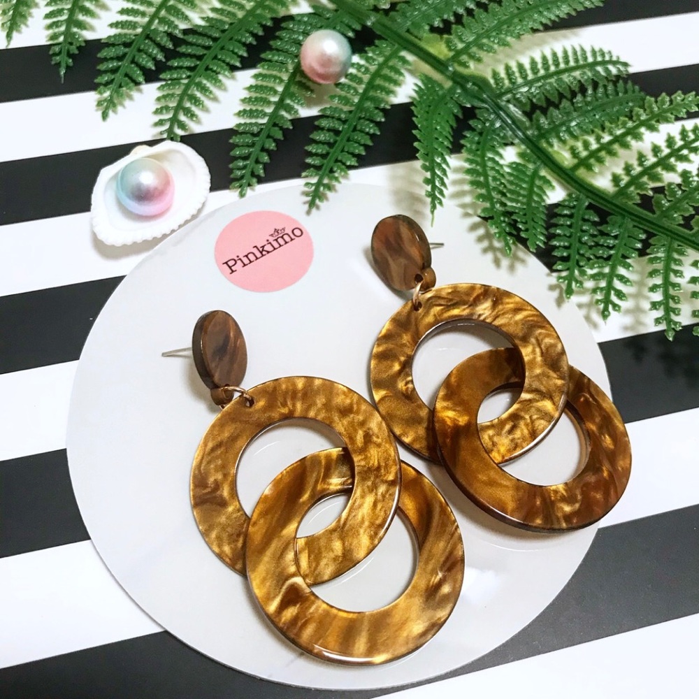 Double Rings Acrylic Resin Earrings